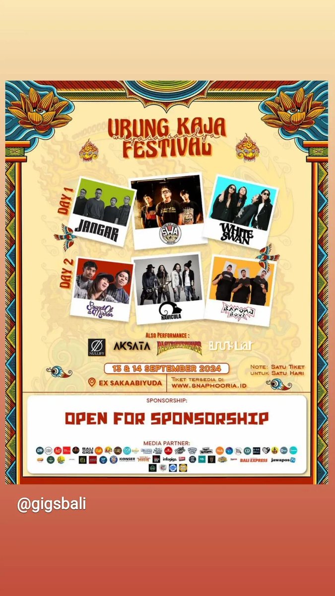 Music Gigs in Bali Island. Festival musik di Pulau Bali.
Jangan lupa datang dan saksikan!!!
#gigs #music #perform #festival #parade #band #bands #events #event #acara #bali