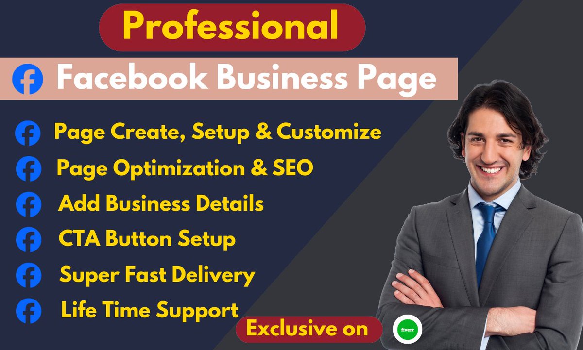 I will create, setup and design Facebook business page for you
visit my fiverr gig Link- fiverr.com/s/N2N5va
#🚀BusinessBoost
#💼BizSuccess
#📱SocialGrowth
#🌐BrandVisibility
#📊DigitalMarketing
#West Bank