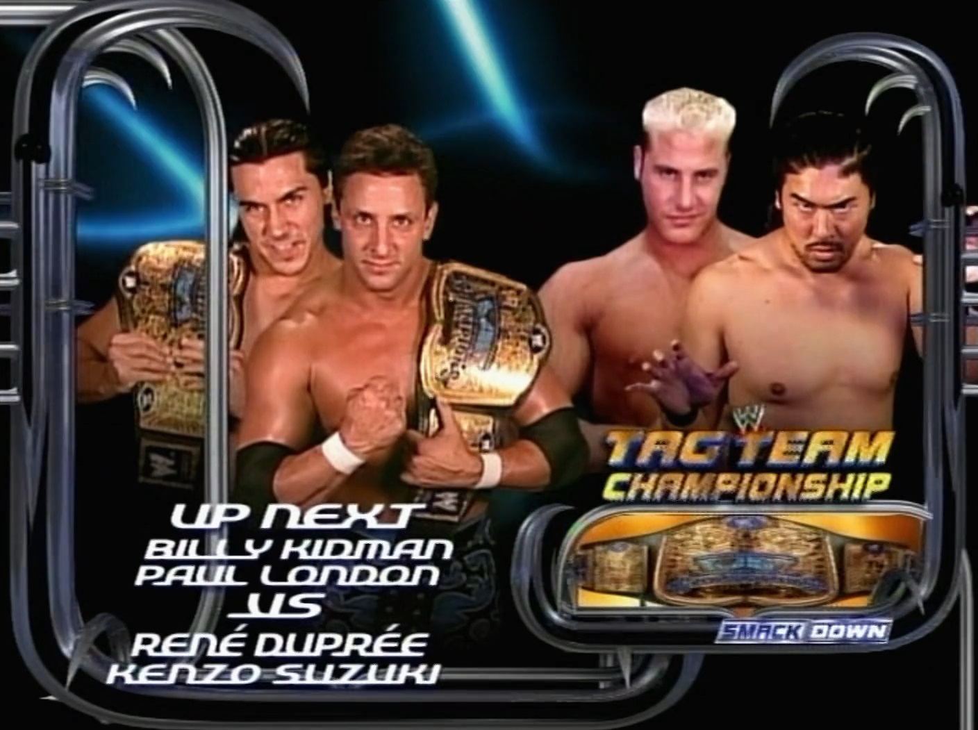 Instagram AWrestlingHistorian on X 9 7 2004 Rene Dupree Kenzo Suzuki defeated Billy Kidman Paul London to win the Tag Team Championship on Smackdown from the Convention Center in WWETulsa Oklahoma. Re...