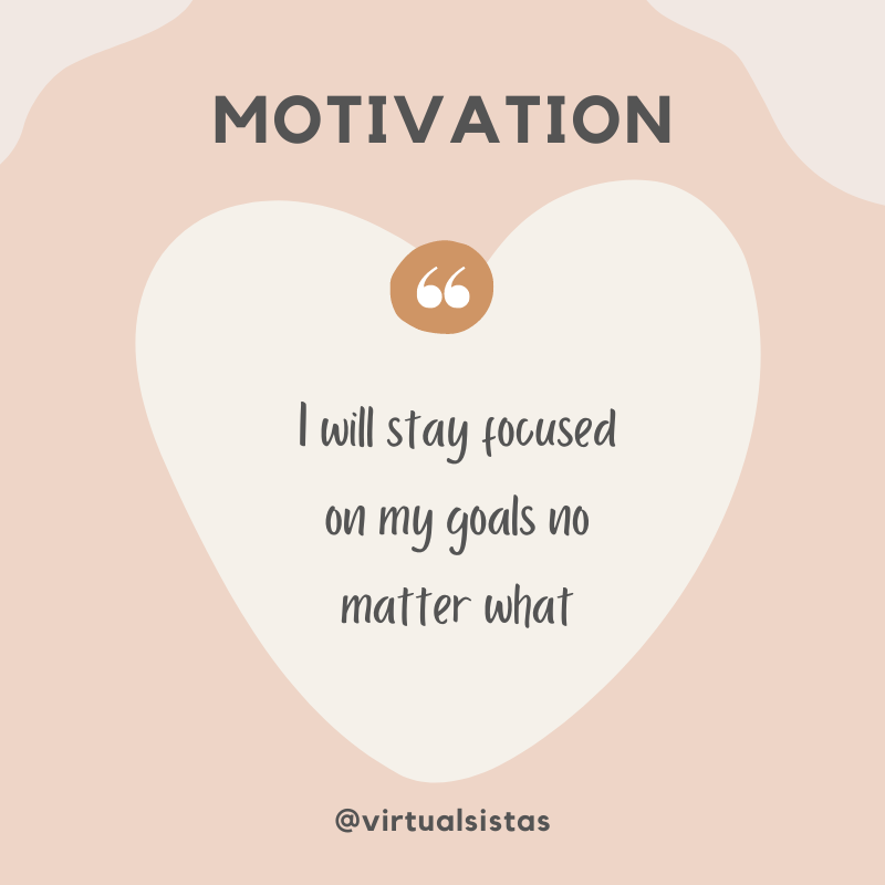 virtualsistas's tweet photo. ✨ Affirmation ✨
.
I will stay focused on my goals no matter what
.
.
.
.
.
.
.
#Virtualsistas #VirtualAssistantService #VirtualWork #DigitalSupport #TaskAssistant  #OutsourceWork #VAExpert #BusinessAssistant #TaskManagementPro  #VirtualWorkplace #DigitalEfficiency https://t.co/WYwW1Hs9Xj