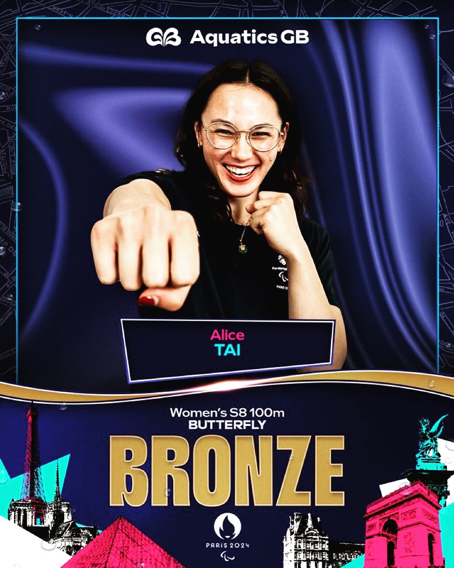 ESC (@ealingsc) on Twitter photo Huge congratulations to <a href="/alice__tai/">Alice Tai PLY MBE</a> who finishes her Paralympics programme with bronze in the S8 100 Fly. With 5 individual events and 5 medals ( 2๐ฅ, 1 ๐ฅ,2๐ฅ)Alice becomes one of Para GBโs most successful swimmers in Paris . Great job from Alice and superb coaching from Dave Huge congratulations to <a href="/alice__tai/">Alice Tai PLY MBE</a> who finishes her Paralympics programme with bronze in the S8 100 Fly. With 5 individual events and 5 medals ( 2๐ฅ, 1 ๐ฅ,2๐ฅ)Alice becomes one of Para GBโs most successful swimmers in Paris . Great job from Alice and superb coaching from Dave
