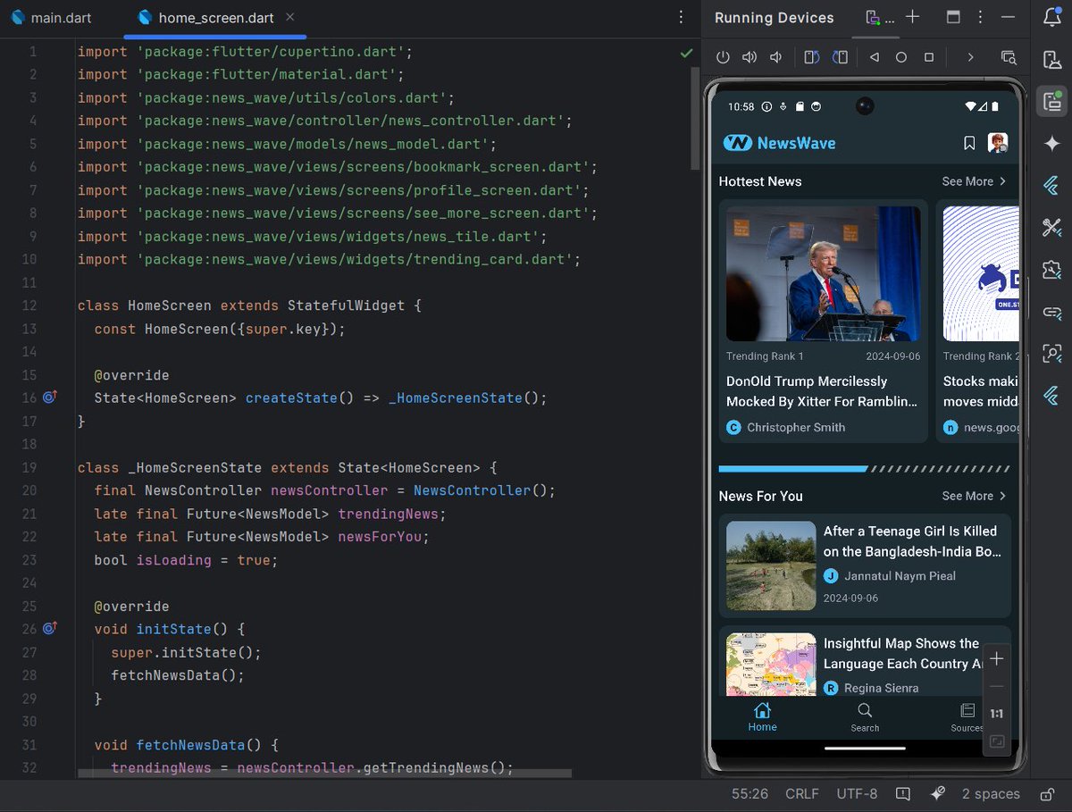 nadimm_dev's tweet image. 🚀 Currently working on NewsWave, a Flutter News App with real-time updates powered by NewsAPI! 🌍📰 Stay tuned for more!
#Flutter #NewsApp #NewsAPI #TechUpdates