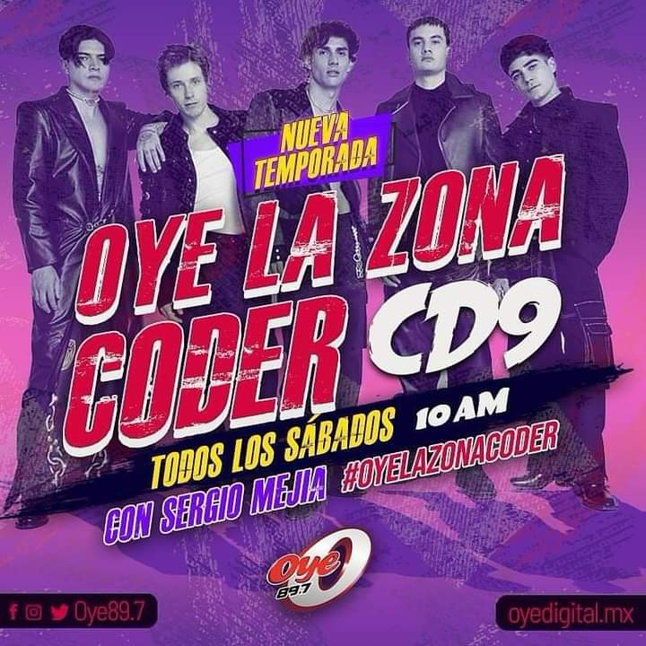 MonsecanelaN's tweet image. Sintoniza  @oyelazonacoderoficial  con @soysergiomejia 🎶🙌🏻
Todas las peticiones serán leídas con el #OyeLaZonaCoder y menciona a #Oye897fm igual a #SergioMejia 😎 Tambuen entérate de todos los detalles de cómo se vivieron las tres fechas en la @arenacdmx 
#Oye897fm #Coder #CD9