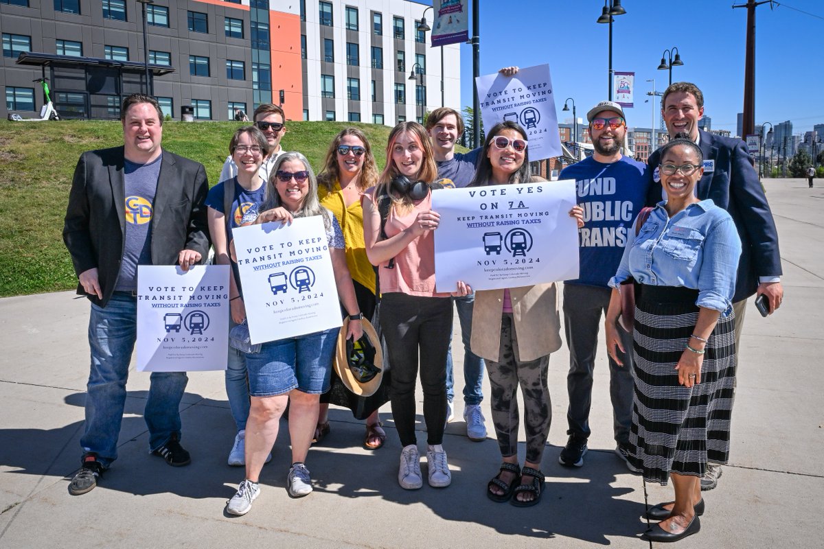 BTransportC's tweet image. Yesterday's high-energy campaign launch for ballot measure 7A to #KeepTransitMoving brought together transit advocates from around the Denver Metro area. Learn more and add your name to the growing list of supporters here: keepcoloradomoving.com @boulderchamber @copirg