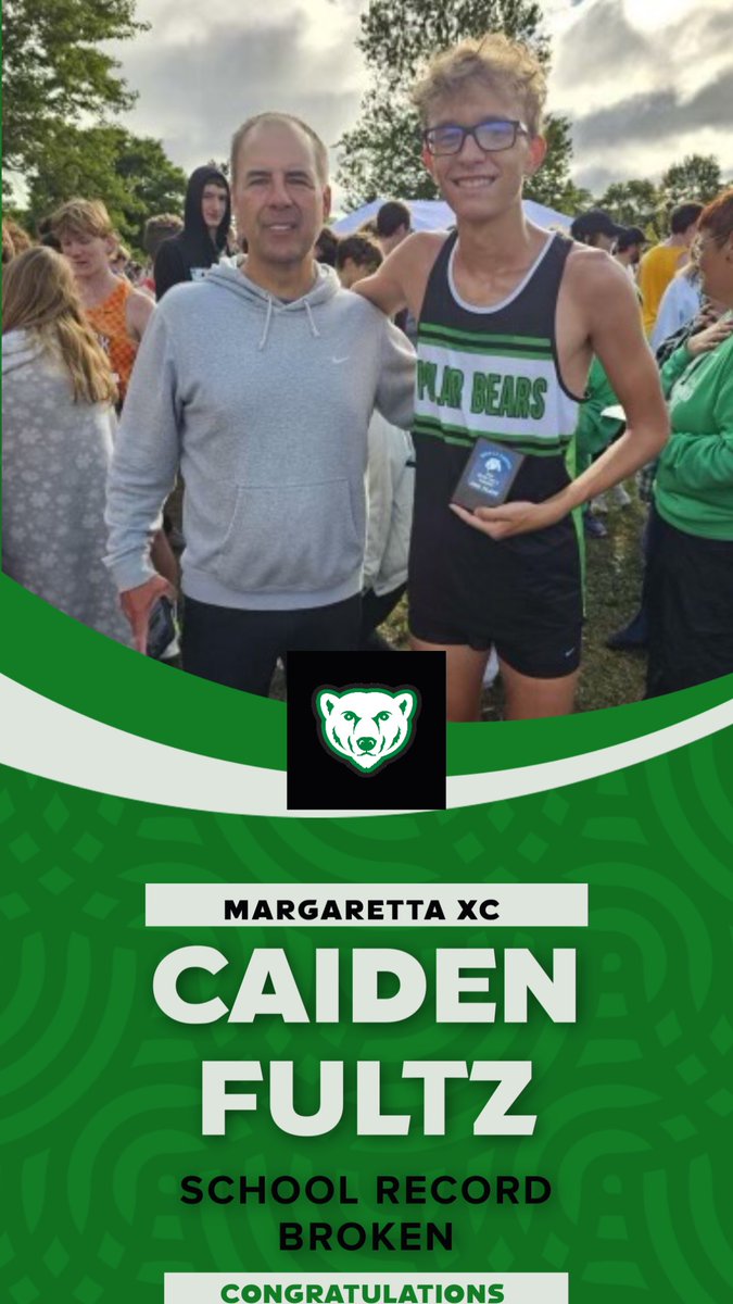 mhspolarbears's tweet photo. Caiden Fultz ran a 15:57.9 today breaking the school record that was previously set by Mike Yantz (who's pictured with Caiden). Great Job! https://t.co/lCLtDwCr5Q