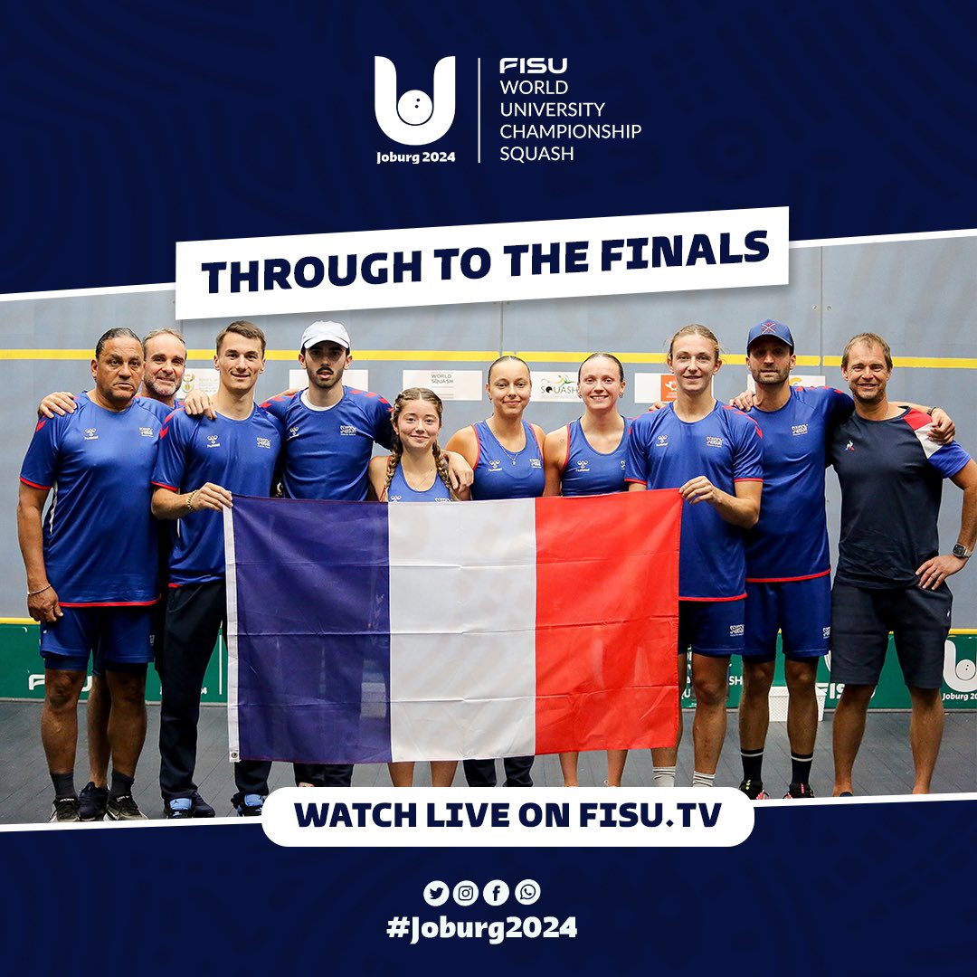 And the French join Hong Kong China in the 2024 FISU World University Championship Squash Team’s Event Final.

The final will be played tomorrow at 11AM (CAT) at the Wanderers Glass Court.

#Joburg2024
