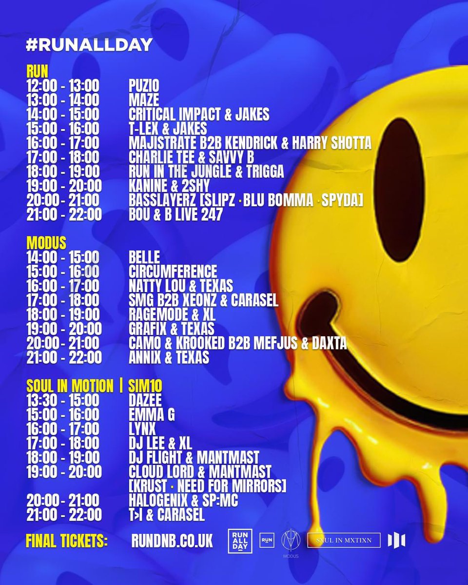 Set times for today <a href="/rundnbuk/">RUN</a> Bristol