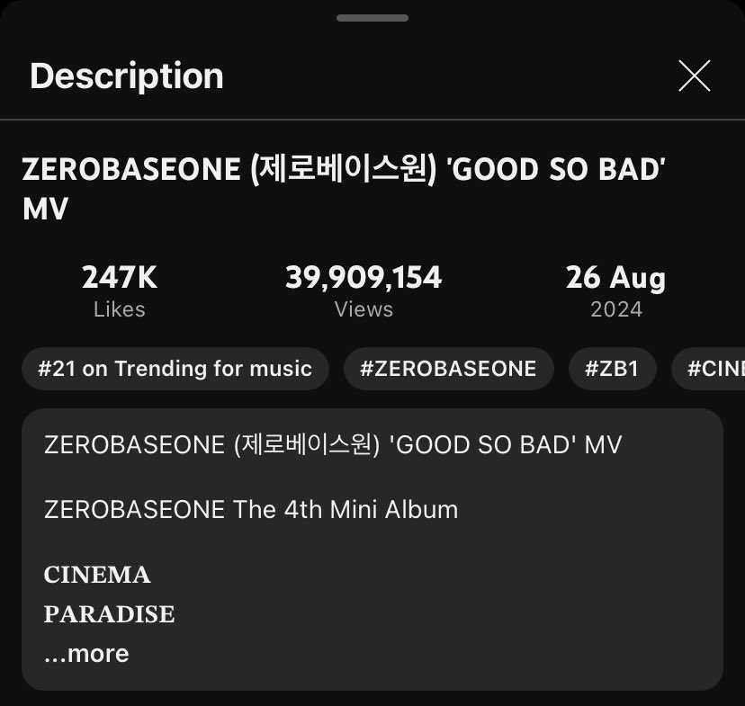 ZB1_views's tweet photo. #ZEROBASEONE 'GOOD SO BAD’ MV VIEWS UPDATE 📈

[ 10PM KST ]

'GOOD SO BAD’ mv has reached 39,909,154 views on YouTube! It increased by 34,900 views in ONE hour!

🔗 : https://t.co/OMK7OV1LpS

#ZB1 #제로베이스원
#GOODSOBAD #ZEROBASEONE_GOODSOBAD
#ZB1_ViewsUpdate https://t.co/gYZNzOZICv
