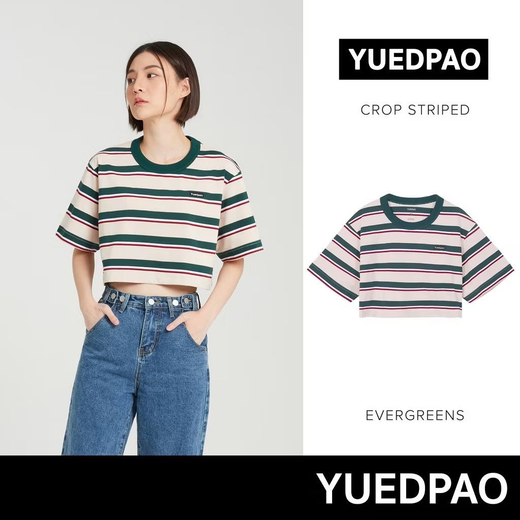 Yuedpao  ไม่ย้วย ไม่หด ไม่ต้องรีด ใส่สบาย เสื้อยืดครอปผู้หญิง CropStriped  สี Evergreen ในราคา ฿290 ที่ Shopee s.shopee.co.th/40NYsIu1Ds?sha…