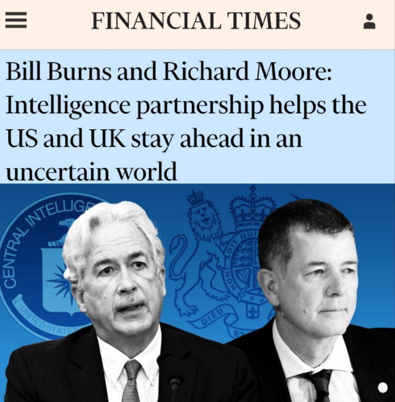 Brainless Partisans 🏴‍☠️☢️☣️🪆 on X: ""Bill Burns et Richard Moore. Le  partenariat en matière de renseignement aide les États-Unis et le  Royaume-Uni à garder une longueur d'avance dans un monde incertain :