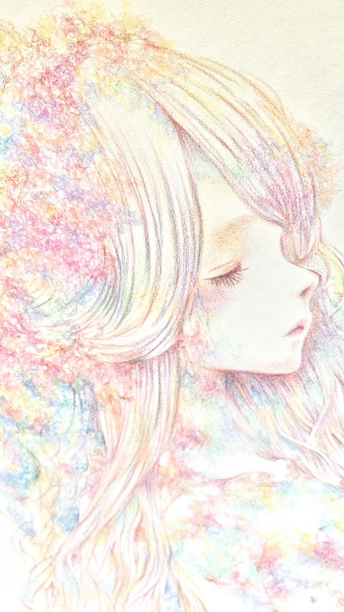 「#私の個性はきっと誰かにささる #色鉛筆画   過去絵を色んな角度から撮影しまし」|ながりょー🎻🎹🎨のイラスト