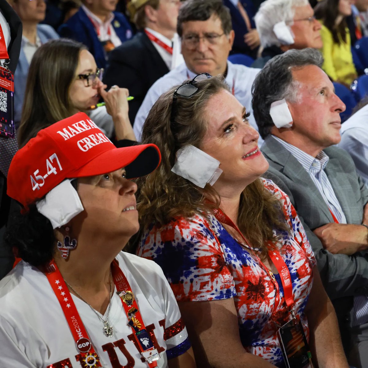 MG44Graf's tweet image. When Trump got shot with an AR-15, his supporters wore ear bandages to show they love Trump. But when children get shot with AR-15s, Trump supporters wear pins to show they love AR-15s. #ApalacheeHighSchool #Colt_Gray #AK15