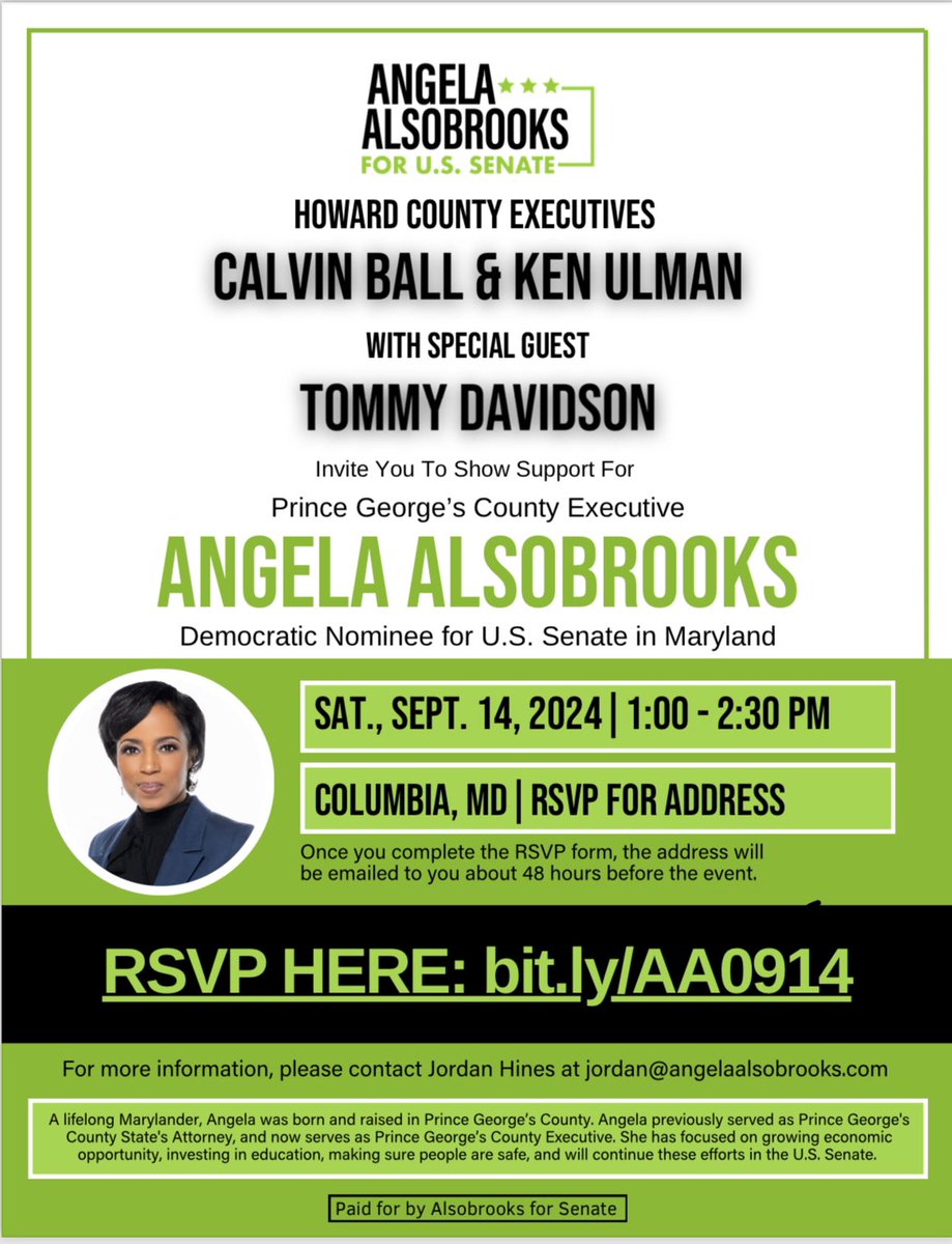 In just one week, I will be joined by <a href="/kenulman/">Ken Ulman</a> to host my dear friend Prince George’s County Executive Angela Alsobrooks.

I’m thrilled to announce that we will be joined by none other than In Living Color and The Proud Family star – Tommy Davidson

RSVP bit.ly/AA0914
