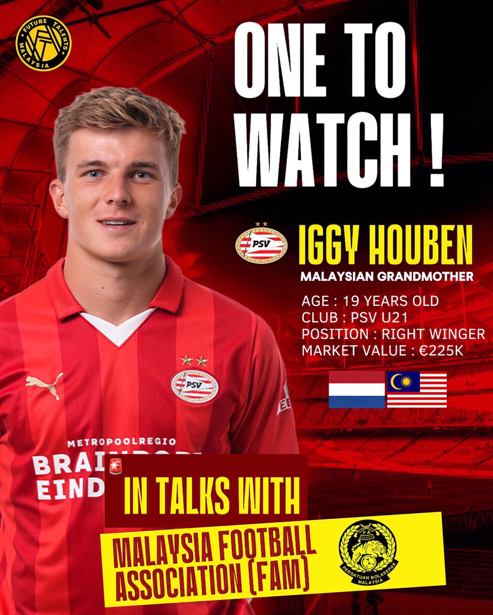 frfuturetalents's tweet photo. ONE TO WATCH ! 👀🇳🇱🇲🇾

Iggy Houben is in talks with Malaysia Football Associaton for his chance to play for the Malaysian National team

Let’s see the next process https://t.co/4IzGs6AYtt