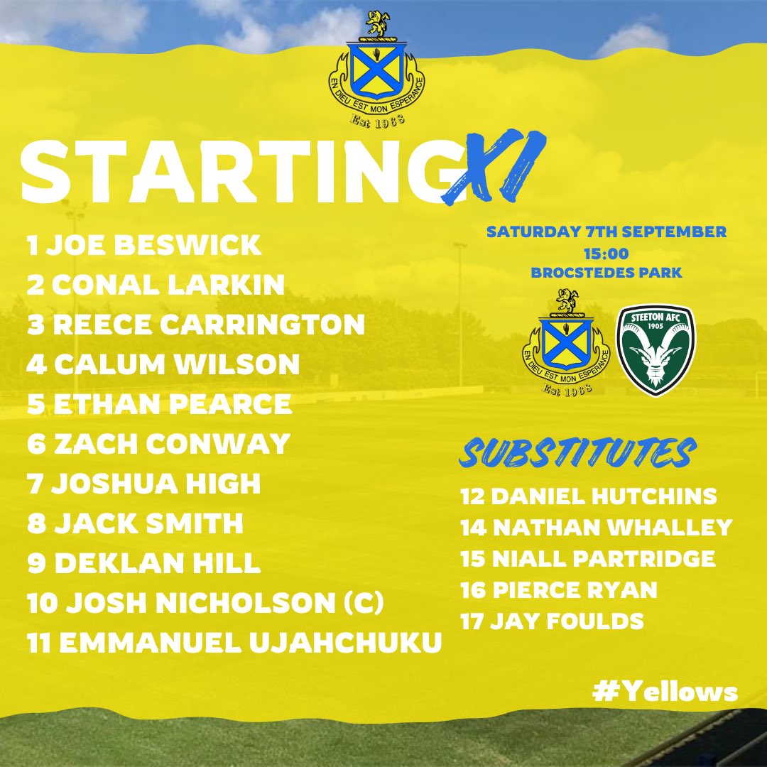 AshtonAthletic's tweet photo. Today’s Line Up 🆚 @Steetonfc 

#AshtonAthletic #Yellows #proudtobeyellow https://t.co/N1pfqR7ZeS