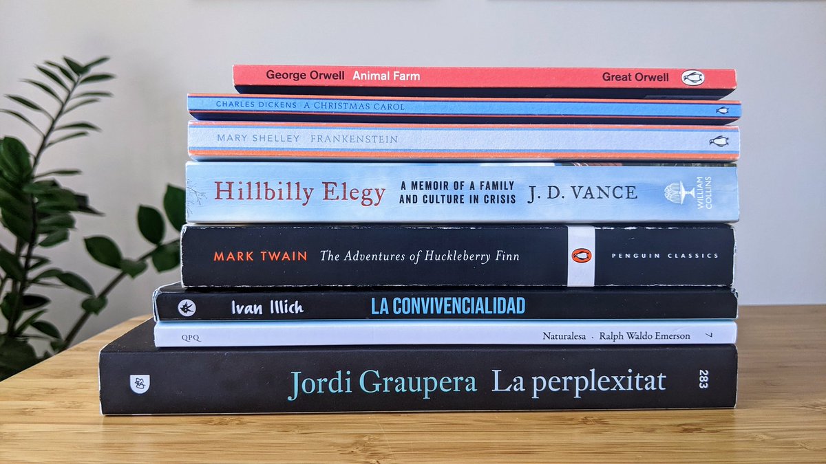 JordiOliverSola's tweet photo. Aquest estiu Graupera, Emerson, Illich, Twain, Vance, Shelley, Dickens i Orwell m'han distret i ajudat a entendre una mica millor els EUA, la relació relació home-natura i la creació d'espais de llibertat, convivència i frugalitat.
#LecturesEstiu 💛 https://t.co/Zu4cJ4JuB0