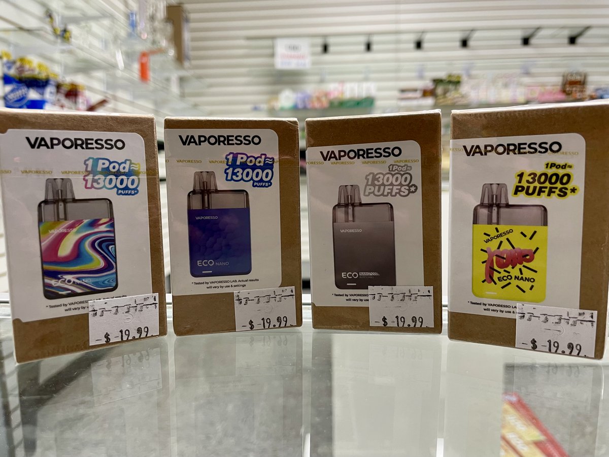 SilverVapes's tweet photo. Introducing the Vaporesso Eco Nano! 6ml long lasting pod capacity! 1000mah long lasting battery capacity! SSS Tech! One Refill For More Puffs! Available now! Sign up with our rewards program and save even more! #vape #ejuice #eliquid https://t.co/P6VZN89wCg