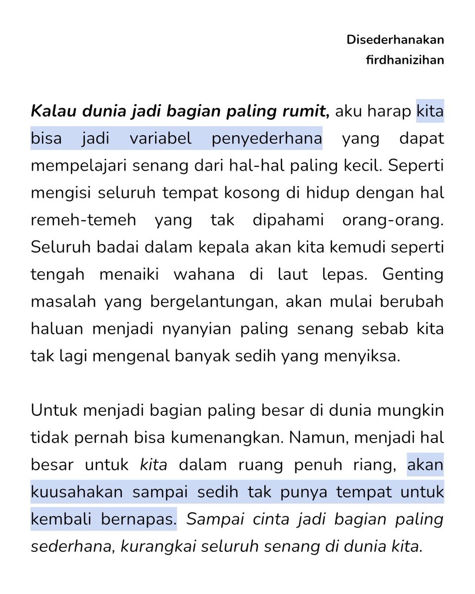 sampai cinta jadi bahasa paling sederhana.