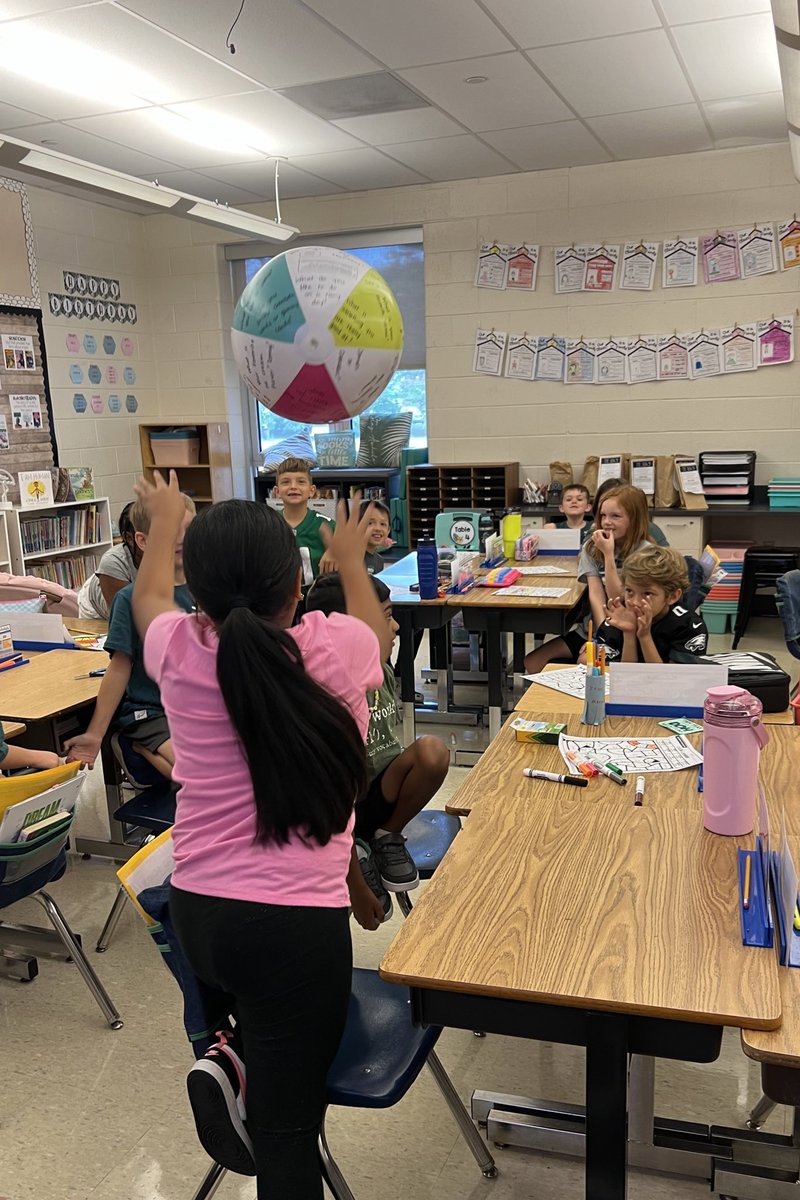 ClassWithMissK's tweet image. First week of school ✅ 

3-7 had a great week! We worked together in groups to see who could make the longest paper chain using 1 piece of construction paper. We also got to know more about one another with our beach ball ice breaker!