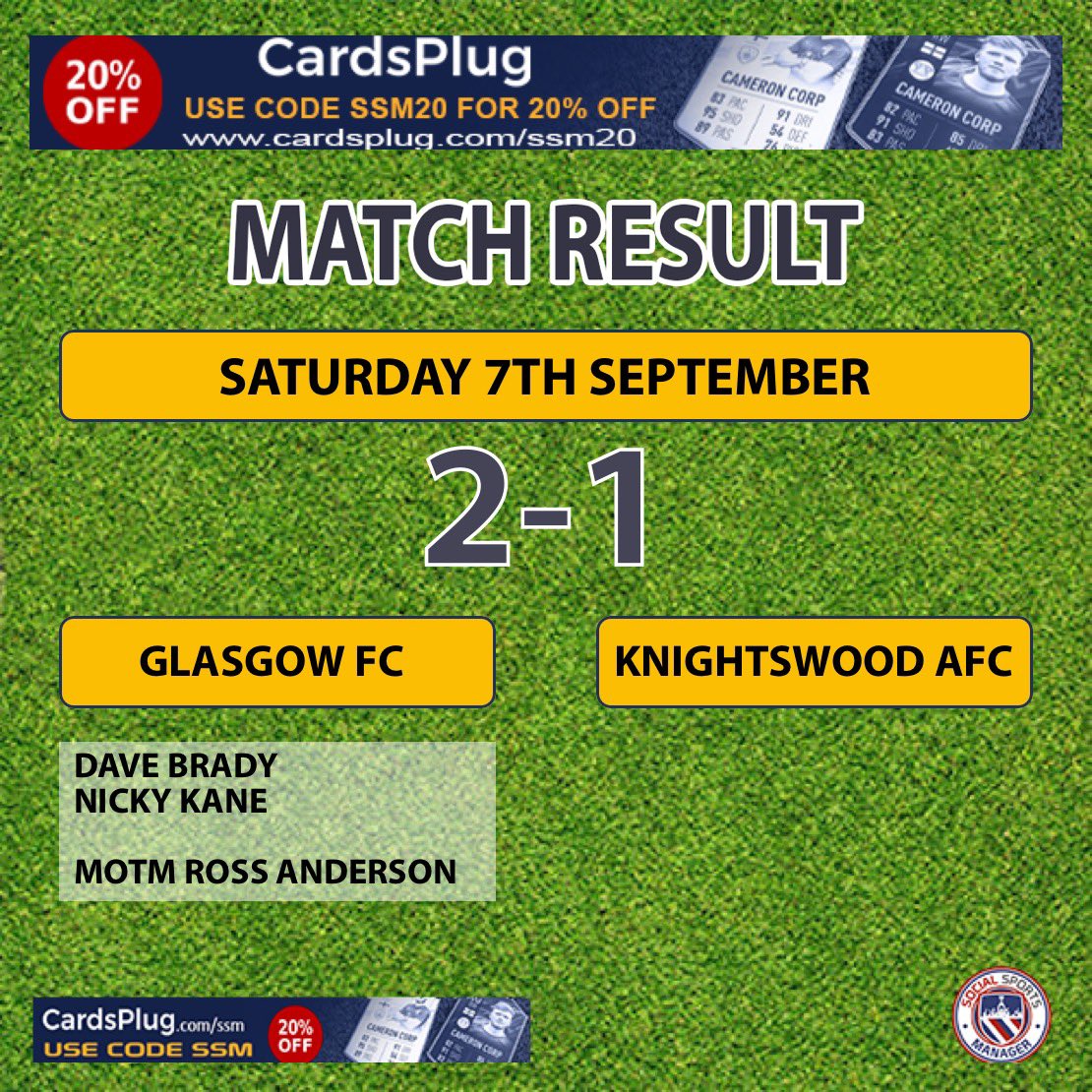 Our good start to the season continued today with 2-1 Win in the Scottish cup against a tough Knightswood side . A massive performance from the boys to get the win ! Credit to knightswood who made it difficult for us right till the end . Delighted to be in the next round 🔵⚫️