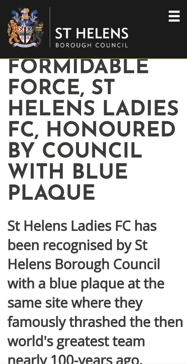 Steve Bolton (@dagenhaminvince) on Twitter photo #StHelens Ladies FC - "Formidable Force" - Love this headline from <a href="/sthelenscouncil/">St Helens Borough Council</a> <a href="/VicBrok/">Victoria Brokenshire</a> celebrating one of greatest women's football teams Captained by Goalkeeping Legend Edith Waine <a href="/KelceyErvick/">Kelcey Ervick</a> <a href="/rach_brown1/">Rachel Brown-Finnis</a> <a href="/sthelenstownfc/">St Helens Town AFC</a>
<a href="/KnowsleySaints/">🌈Knowsley St Helens Girls🌈</a>
⚽️💚sthelens.gov.uk/article/11282/…💚⚽️ #StHelens Ladies FC - "Formidable Force" - Love this headline from <a href="/sthelenscouncil/">St Helens Borough Council</a> <a href="/VicBrok/">Victoria Brokenshire</a> celebrating one of greatest women's football teams Captained by Goalkeeping Legend Edith Waine <a href="/KelceyErvick/">Kelcey Ervick</a> <a href="/rach_brown1/">Rachel Brown-Finnis</a> <a href="/sthelenstownfc/">St Helens Town AFC</a>
<a href="/KnowsleySaints/">🌈Knowsley St Helens Girls🌈</a>
⚽️💚sthelens.gov.uk/article/11282/…💚⚽️