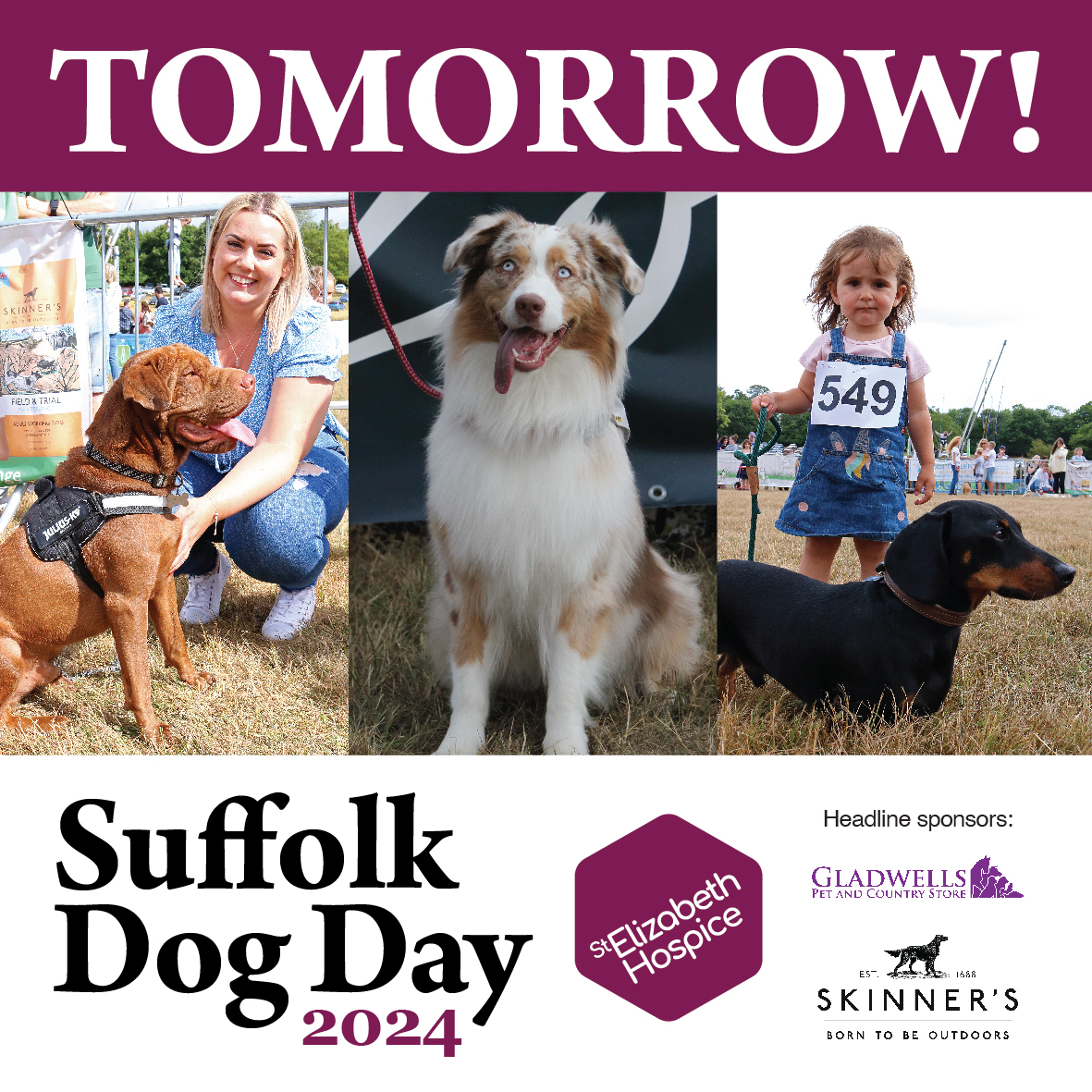 Suffolk Dog Day 2024 is tomorrow! We hope you will join us at Helmingham Hall to celebrate our canine companions! 🐾

🎟 Entrance is now 'pay on the day'.
💳 Card payment is preferred but some stalls will be cash only. 
ℹ️ Further information - stelizabethhospice.org.uk/suffolkdogday