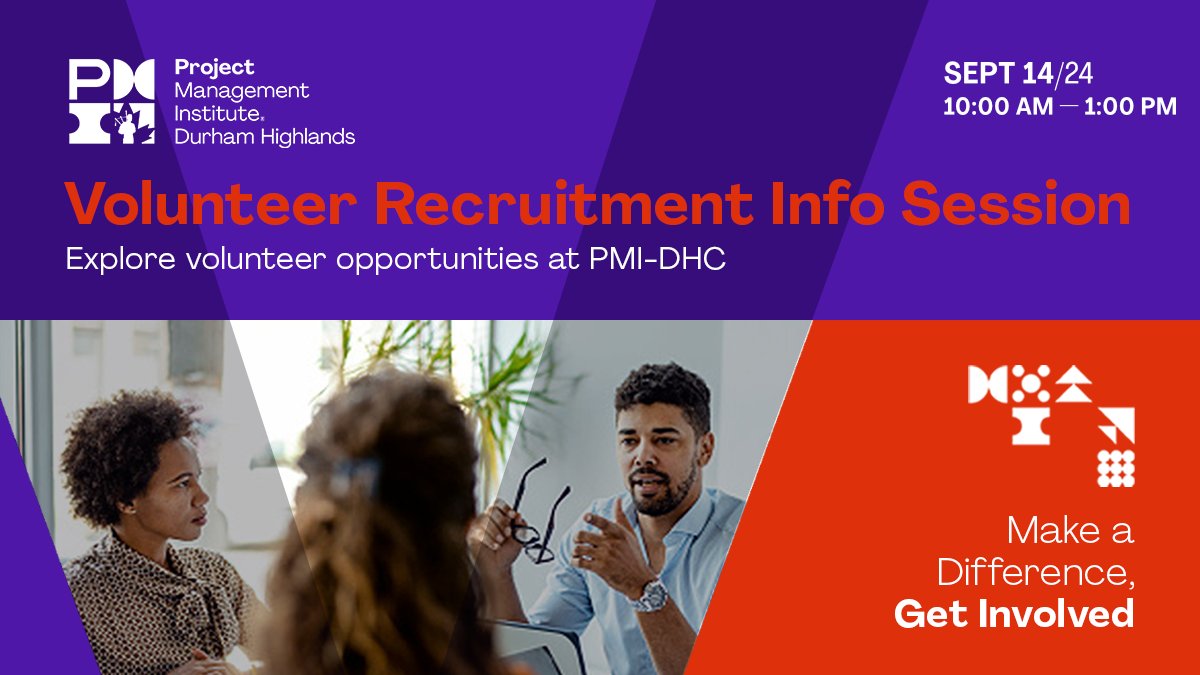 Register here loom.ly/VDjXP0g for #PMIDHC’s 🆓 Volunteer Recruitment Session 🫶
📅 Sat, Sept 14
⏰10 a.m. to 1 p.m. 
❔Explore volunteer opportunities and learn how you can support the PM community and help yourself! 

#projectmanagement #projectmanager #volunteer