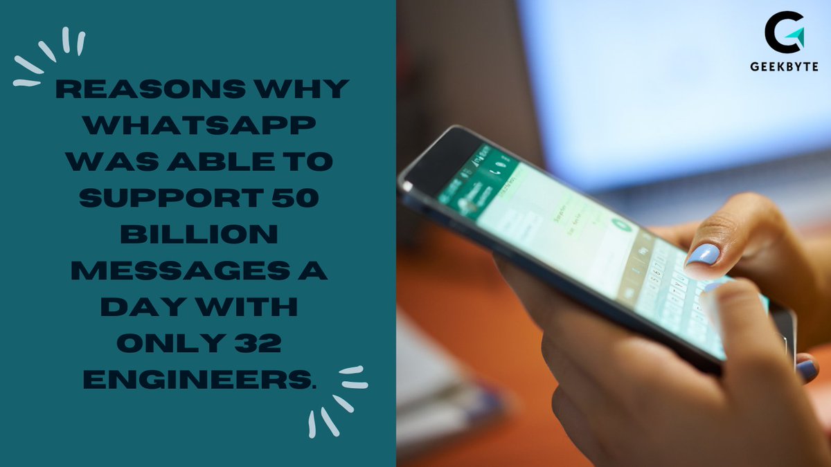 igeekbyte's tweet image. This post outlines the incredible story of WhatsApp co-founder Jan Koum. And the engineering techniques used to scale WhatsApp.
#WhatsAppEngineering #TechEfficiency #ScalableArchitecture #SmallTeamsBigImpact #EngineeringSuccess #TechInnovation #StartupSuccessStory #MessagingApp