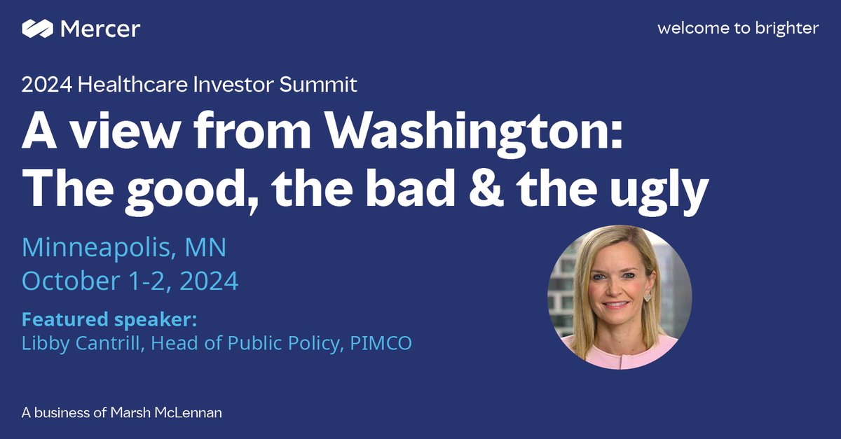 Join us in Minneapolis, October 1-2 for insightful discussions, networking opportunities, and valuable insights into the #healthcare #investment landscape. Libby Cantrill, Head of Public Policy, PIMCO will share an analysis of policy and political risk.  bit.ly/4cZ6k3o