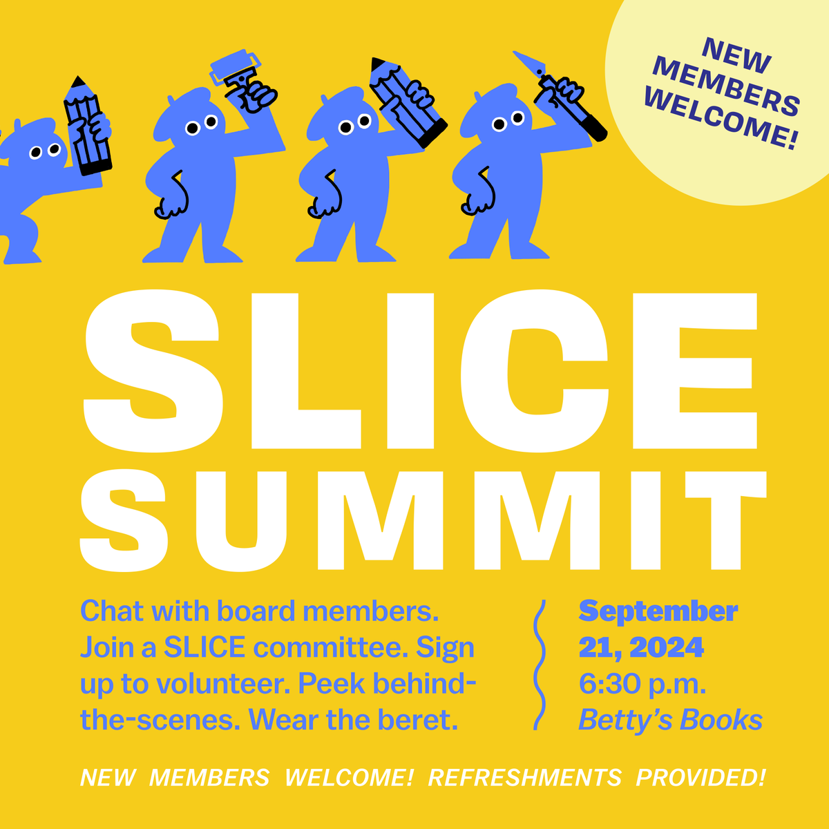 Do you love SLICE and all that SLICE does? Looking to get more involved as a Committee Member or volunteer? Come to @bettysbooksstl 9/21 at 6:30pm to learn how we run the St. Louis Independent Comics Expo!