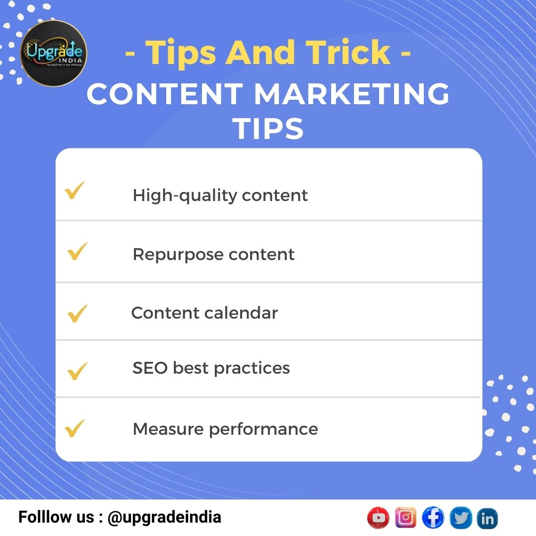 up_gradeindia's tweet image. 📝 Want to level up your content game? Here are some must-know content marketing tips! 📈

1️⃣ Know your audience.
2️⃣ Create value-driven content.
3️⃣ Stay consistent.
4️⃣ Use visuals to enhance your message.
5️⃣ Analyze &amp;amp; optimize regularly.

#UpgradeIndia #ContentMarketing