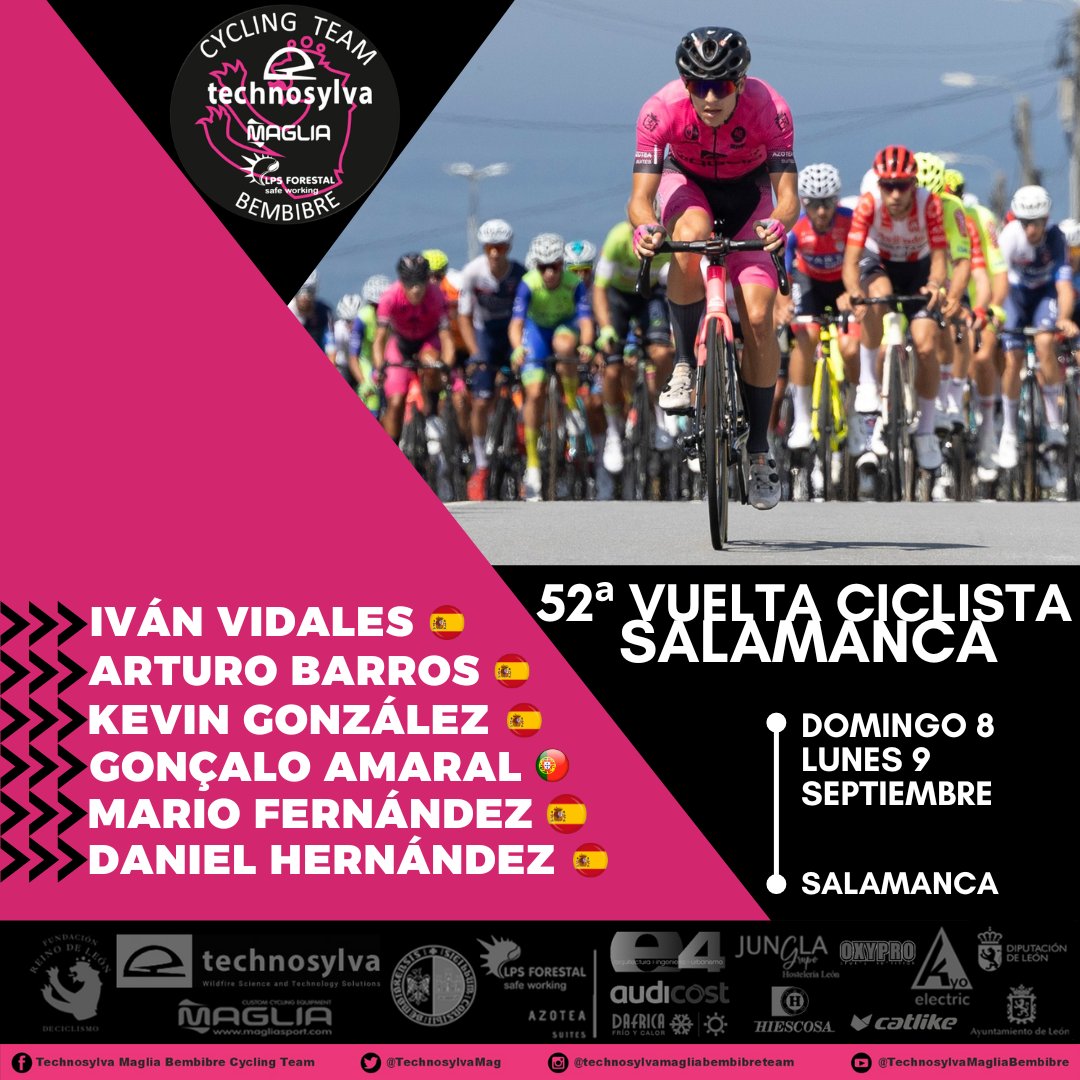 Technosylva Maglia Rower Bembibre Cycling Team (@technosylvamrb) on Twitter photo Juventud, ilusión y ambición por bandera de los #powerlions 🚴🏽♂️🦁 en las carreteras charras
🏁 #52VueltaSalamanca <a href="/VueltaSalamanca/">52 Vuelta Ciclista a Salamanca</a>
🗓️ domingo 8 y lunes 9
🚴🏽♂️ Iván Vidales
🚴🏽♂️ Arturo Barros
🚴🏽♂️ Kevin González
🚴🏽♂️ Gonçalo Amaral
🚴🏽♂️ Mario Fernández
🚴🏽♂️ Daniel Hernández
<a href="/deportesdipusal/">DeporteDipuSalamanca</a> Juventud, ilusión y ambición por bandera de los #powerlions 🚴🏽♂️🦁 en las carreteras charras
🏁 #52VueltaSalamanca <a href="/VueltaSalamanca/">52 Vuelta Ciclista a Salamanca</a>
🗓️ domingo 8 y lunes 9
🚴🏽♂️ Iván Vidales
🚴🏽♂️ Arturo Barros
🚴🏽♂️ Kevin González
🚴🏽♂️ Gonçalo Amaral
🚴🏽♂️ Mario Fernández
🚴🏽♂️ Daniel Hernández
<a href="/deportesdipusal/">DeporteDipuSalamanca</a>
