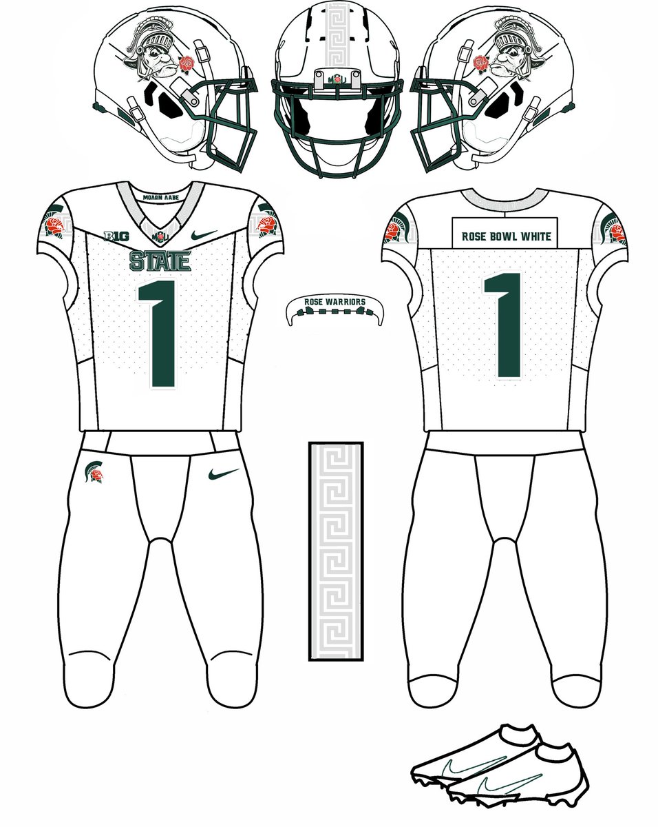 JohnnyP387's tweet image. MSU Rose Bowl uniform concept.
 Did I cook?

#GoGreen
