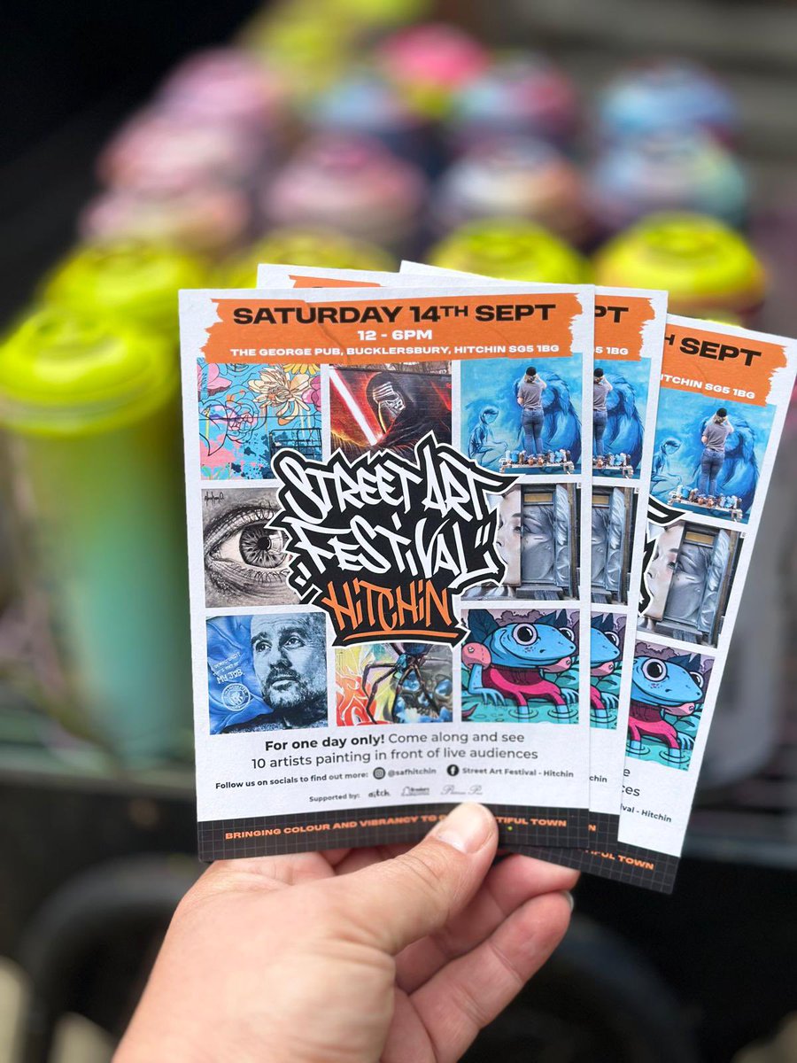 Support this great new creative event in the heart of Hitchin next Saturday. 

Live street art from some of UK’s finest artists, and workshops. 

The George, Bucklesbury, Hitchin
Saturday 14th 12-6pm. 

#hitchin #streetart #hitchincreative #hitchintown #art