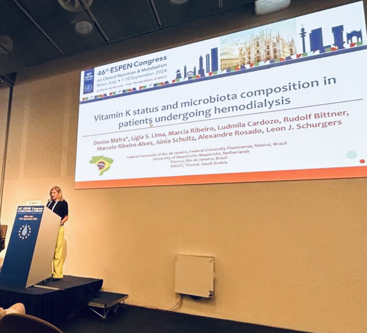 Vit K and microbiota in CKD patients! 
<a href="/RenalUff/">Renal Nutrition UFF</a> <a href="/ludcardozo/">Ludmila Cardozo</a> 
#espen2024
💙