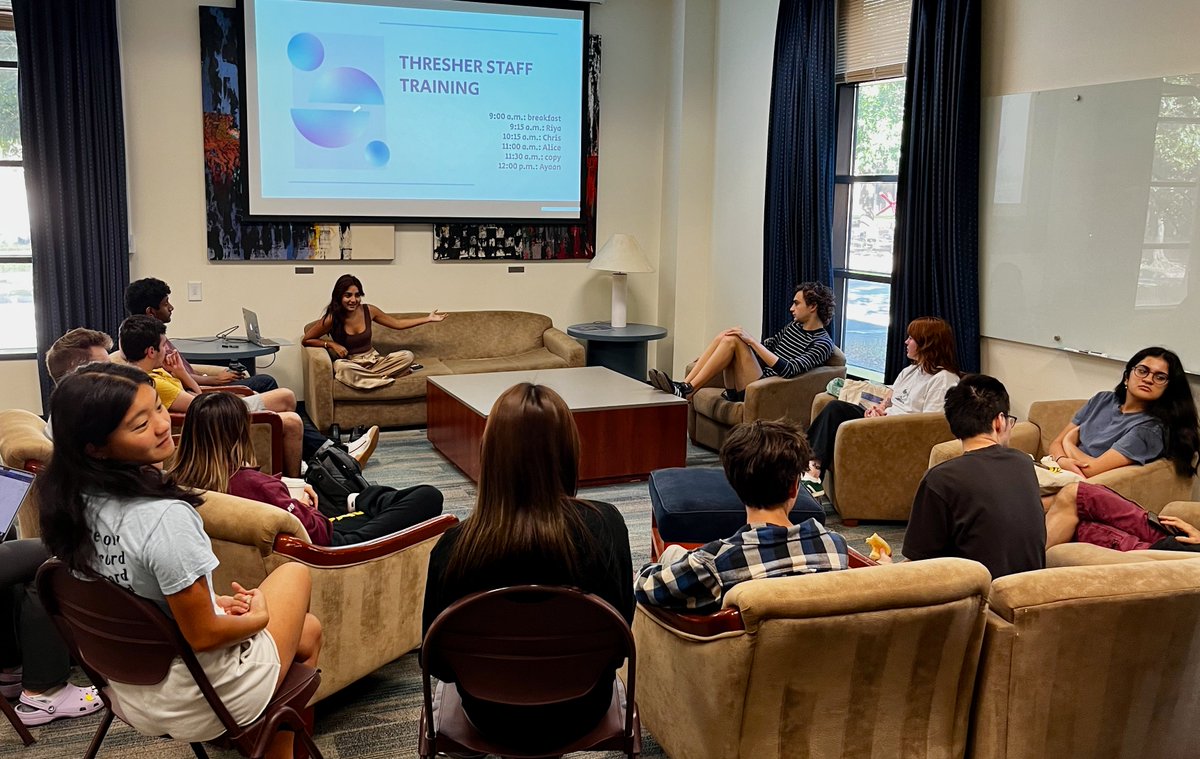 Quite psyched to be attending my first <a href="/TheRiceThresher/">The Rice Thresher</a> staff training, led by the inimitable editor-in-chief <a href="/riymisr/">Riya Misra</a>, at <a href="/RiceUniversity/">Rice University</a>