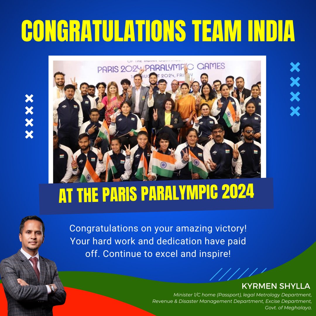 Congratulations to Team India on your incredible achievements at the Paris Paralympic Games 2024! Your perseverance and commitment continue to inspire millions. Wishing you more success and pride in the future. Keep shining and making the nation proud! 🇮🇳🎉