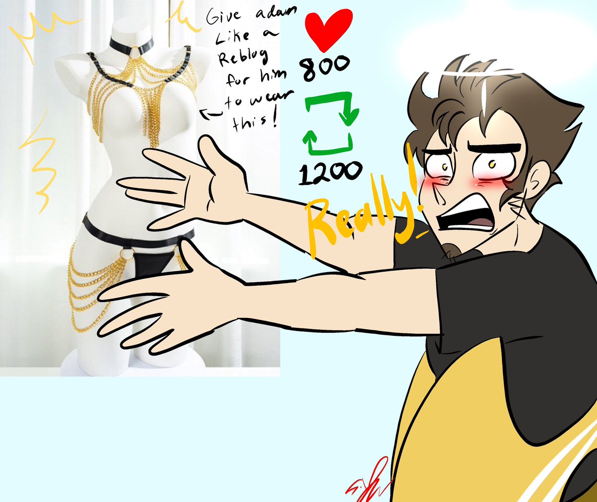 Give Adam a lot of likes and repost so he can wear this outfit! 💖🎸 👗 
#hazbinhotel #AdamHazbinHotel