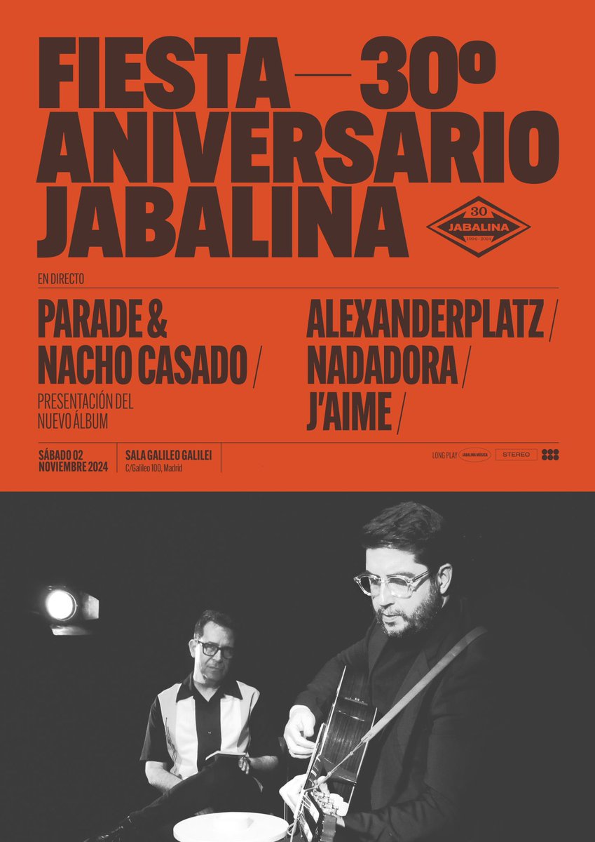 Muchas ganas de participar en esto: estaré actuando como J’aime en la fiesta aniversario del sello <a href="/jabalinamusica/">Jabalina Música</a> el sábado 2 de noviembre. ¡No faltéis! Entradas ya a la venta aquí: salagalileo.entradas.plus/entradas/es/en…