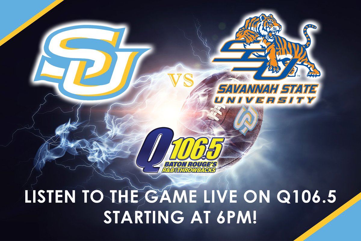 Q1065FM's tweet photo. It's goin' down on The Yard at Mumford Stadium at 6pm as Southern takes on Savannah State.  What are your game day predictions??? https://t.co/aK7j1TFEp6