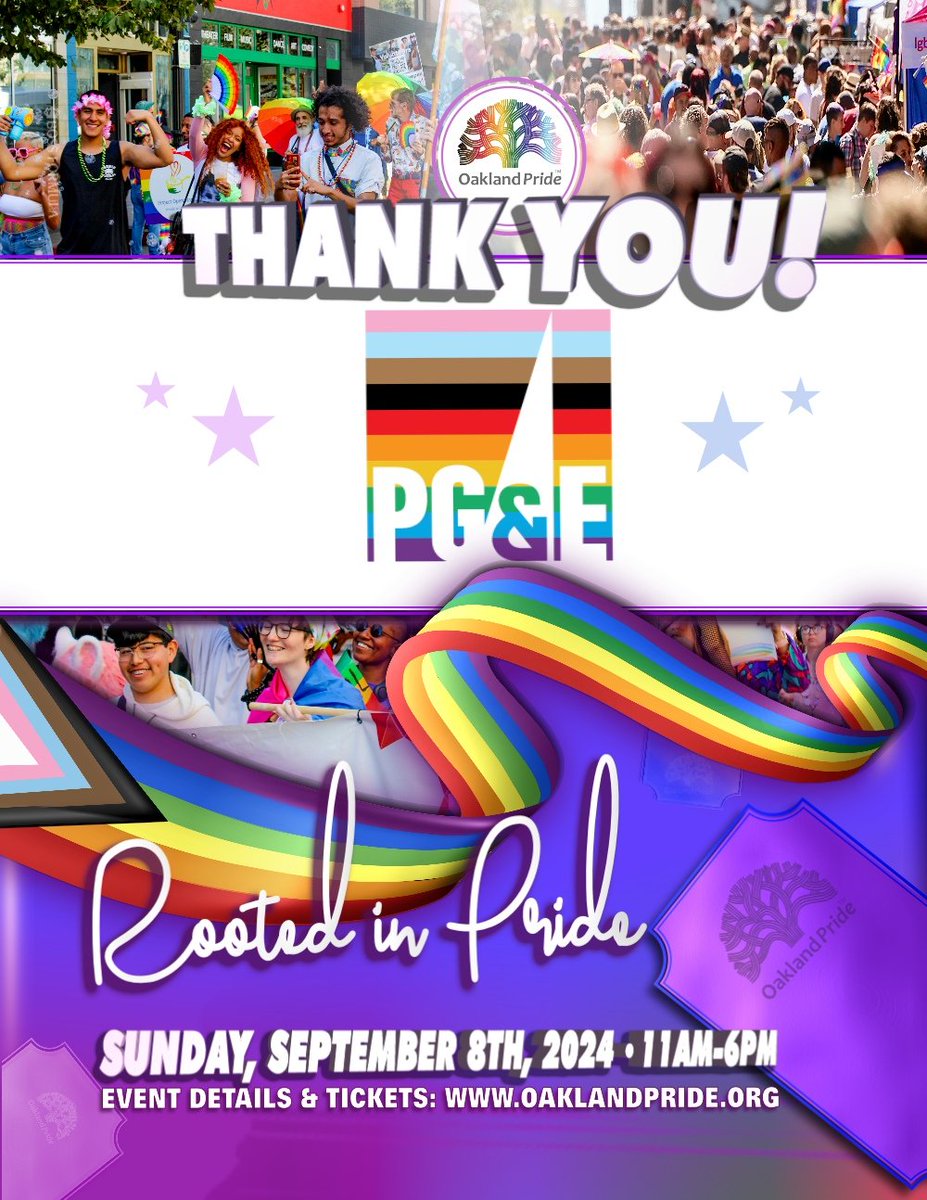 Thank you PG&amp;E for supporting Oakland Pride! Our events are made possible with the support of our corporate &amp; local sponsors! 
 
oaklandpride.org

#oaklandpride #sponsorship #pge #prideparade #oaklandevents #lgbtqia