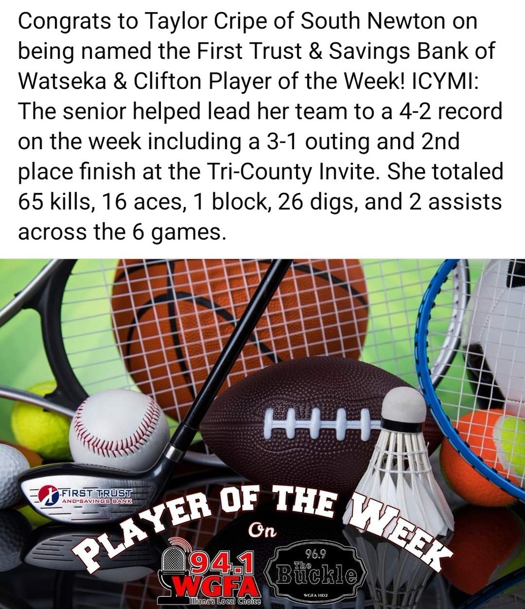 Congrats to <a href="/cripet_25/">taylor c</a> of <a href="/SNRebelVball/">SNRebelVolleyball</a> on being named the WGFA/The Buckle Player of the Week!