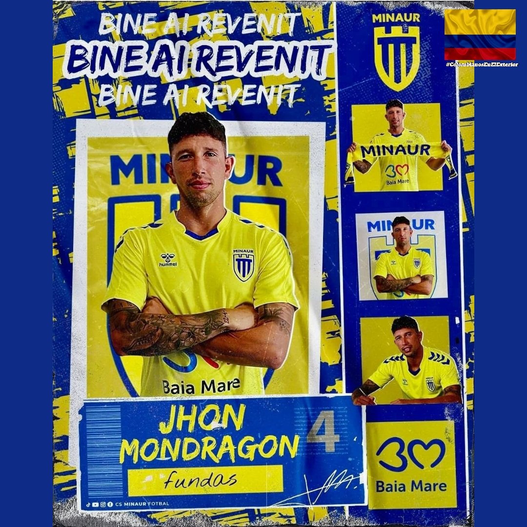 🚨OFICIAL🚨

🇨🇴✍️Jhon Mondragon defensa de 29 años es nuevo jugador de Minaur Baia Mare (Tercera división de Rumania), llega procedente de CSM Slatina🇷🇴.