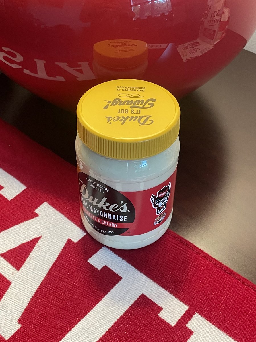 Mayo always tastes better paired with the Wolfpack.
Many thanks to Duke's for producing 50k officially licensed jars supporting NC State student scholarships (&amp; Duke’s Mayo Classic). Available at grocers throughout NC and a perfect addition to your next Wolfpack tailgate! 🐺🫙