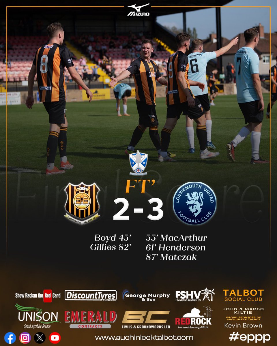 atfc1909's tweet image. FT’ | We exit this year’s Scottish Junior Cup.

All the best to Lossiemouth in the next round.

AUC 2-3 LOS

#eppp