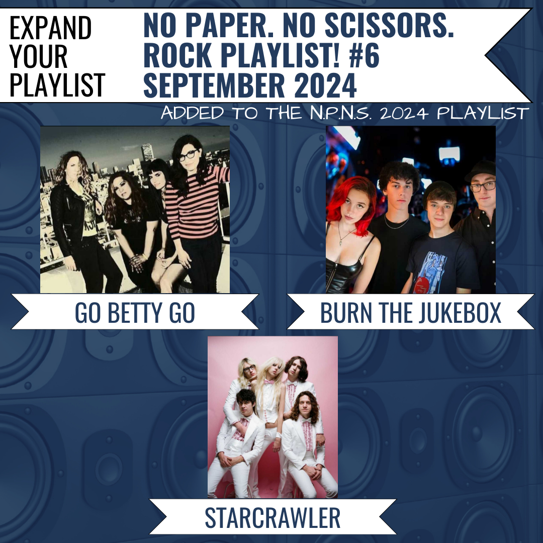Expand Your Playlist (@eyplaylist) on Twitter photo NO PAPER. NO SCISSORS. ROCK PLAYLIST! #6
Music by...
<a href="/gobettygo/">Go Betty Go</a> - Party at Sea
#BurnTheJukeBox - Sugarcoat
<a href="/thestarcrawler/">STARCRAWLER</a> - I Love LA
#newmusic #newrockplaylist #newrockmusic #rock #indierock #altrock
expandyourplaylistcom.wordpress.com/no-paper-no-sc… NO PAPER. NO SCISSORS. ROCK PLAYLIST! #6
Music by...
<a href="/gobettygo/">Go Betty Go</a> - Party at Sea
#BurnTheJukeBox - Sugarcoat
<a href="/thestarcrawler/">STARCRAWLER</a> - I Love LA
#newmusic #newrockplaylist #newrockmusic #rock #indierock #altrock
expandyourplaylistcom.wordpress.com/no-paper-no-sc…