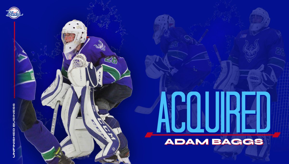 🖋️TRADE ALERT 🖋️

Adam Baggs is a Mount Pearl Blade!

We’ve acquired the 20-year old netminder from the Paradise Warriors. Baggs joins an impressive list of goaltenders to wear the Junior Blades uniform and is a great addition to this years tandem.

#UnfinishedBusiness