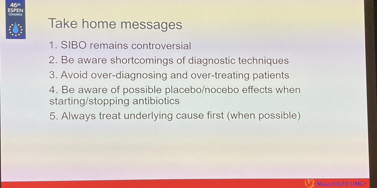Daniel Keszthely dispelling the myth that PPI cause #SIBO and the shortcomings of diagnostic tests <a href="/ESPENorg/">ESPEN</a> #ESPEN2024 <a href="/BAPENUK/">BAPEN UK</a> Always treat the underlying cause and do not recommend #FODMAPdiet