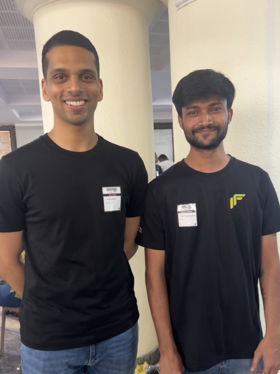 Caught up with Kailash Nadh, CTO of <a href="/zerodhaonline/">Zerodha</a> at <a href="/FOSSUnited/">FOSS United</a>’s <a href="/IndiaFOSS/">IndiaFOSS 2025</a> today!

His passion for open-source and innovation in fintech is next level. So much potential in the open-source community to reshape industries like fintech. 🙌🔥

#OpenSource #Fintech #IndiaFOSS