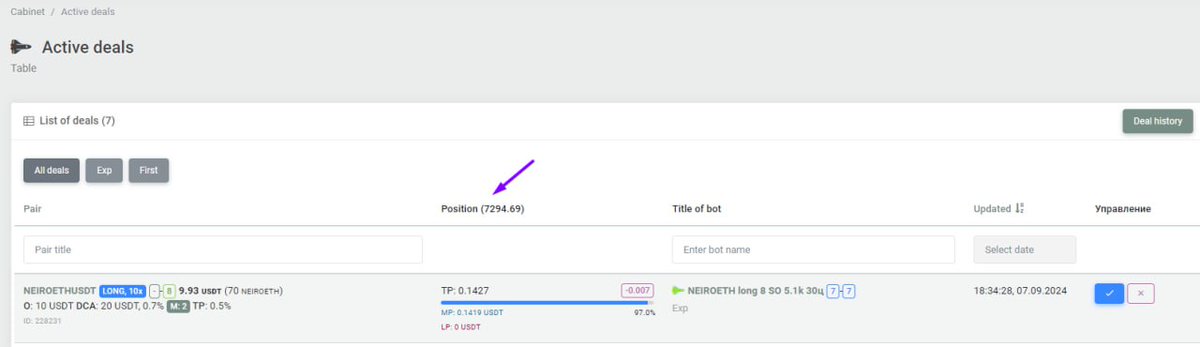 Micro update on Crazy liquidity bots Bybit

Updated the section of active bot trades cryptorg.net/en/bot-futures…
Now you can see the total volume that bots have accumulated in active trades. This will help in monitoring risks.
We continue to improve the service even on weekends 🦾
